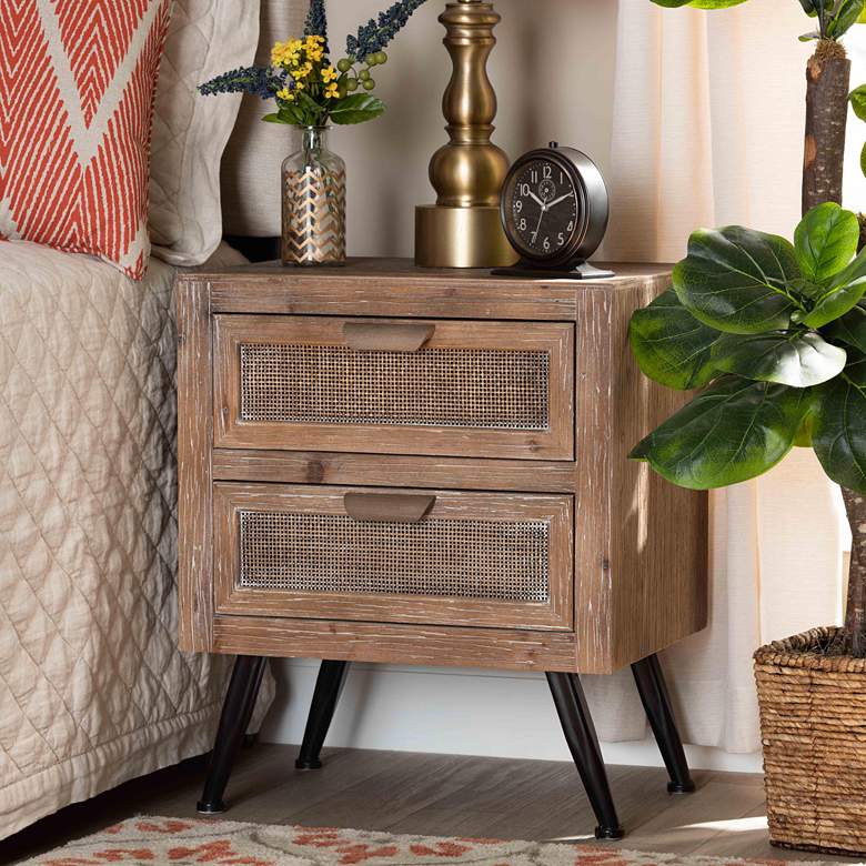 Image 1 Baxton Studio Calida 19"W Natural Brown 2-Drawer Nightstand