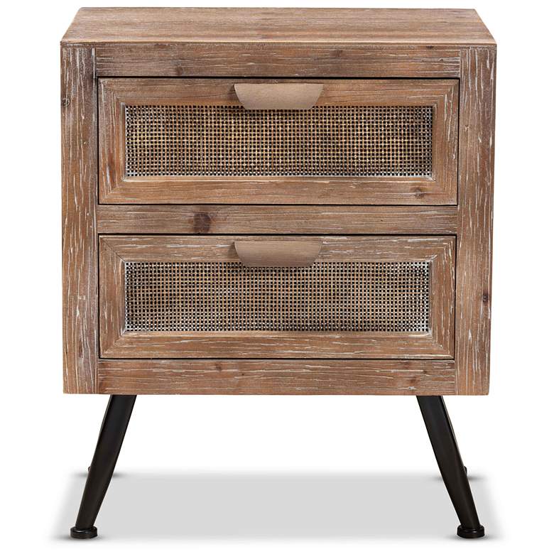 Image 5 Baxton Studio Calida 19"W Natural Brown 2-Drawer Nightstand more views