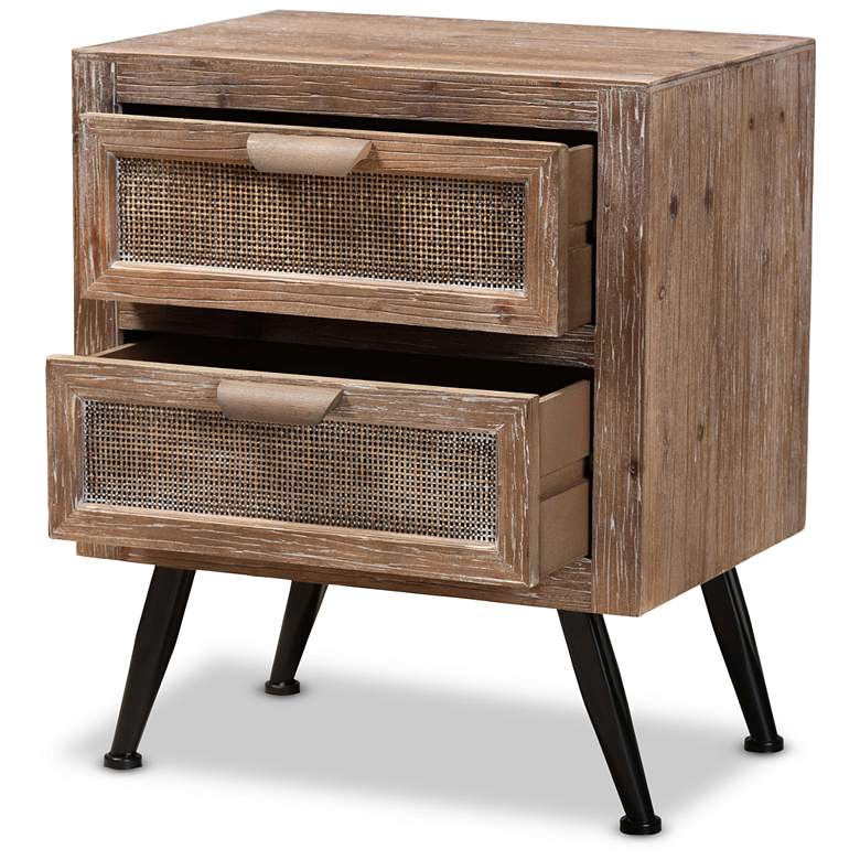 Image 6 Baxton Studio Calida 19"W Natural Brown 2-Drawer Nightstand more views