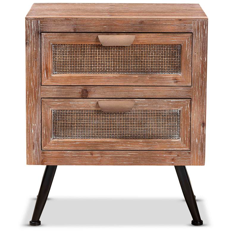 Image 4 Baxton Studio Calida 19"W Natural Brown 2-Drawer Nightstands Set of 2 more views