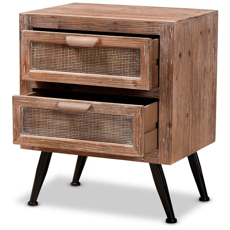 Image 5 Baxton Studio Calida 19"W Natural Brown 2-Drawer Nightstands Set of 2 more views