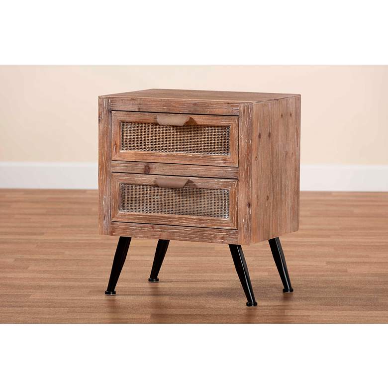 Image 7 Baxton Studio Calida 19"W Natural Brown 2-Drawer Nightstands Set of 2 more views