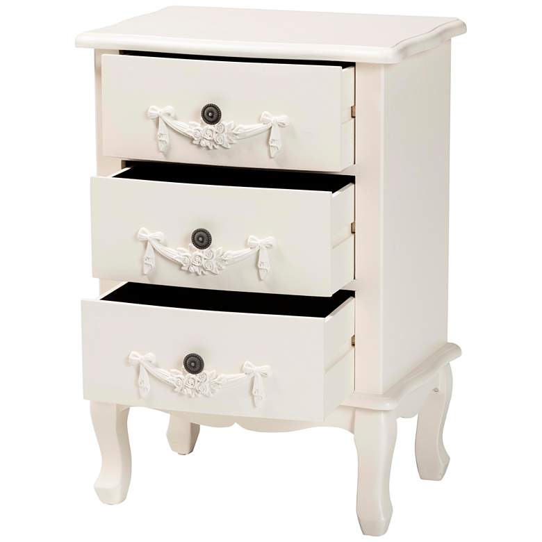 Image 6 Baxton Studio Callen 19 inch Wide White Wood 3-Drawer Nightstand more views