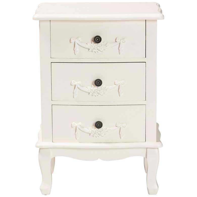 Image 7 Baxton Studio Callen 19" Wide White Wood 3-Drawer Nightstand more views