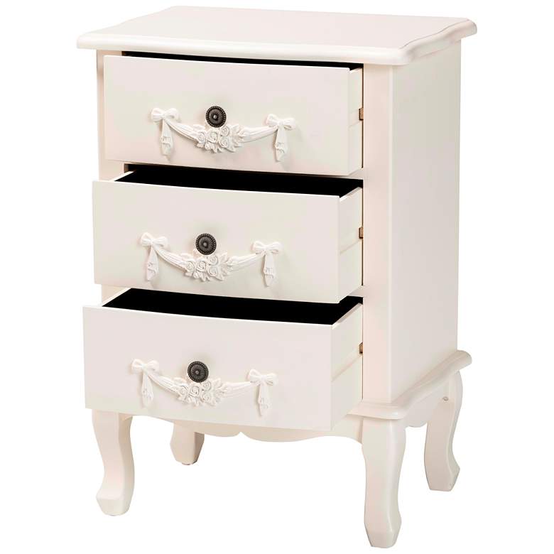 Image 5 Baxton Studio Callen 19 inch Wide White Wood 3-Drawer Nightstands Set of 2 more views