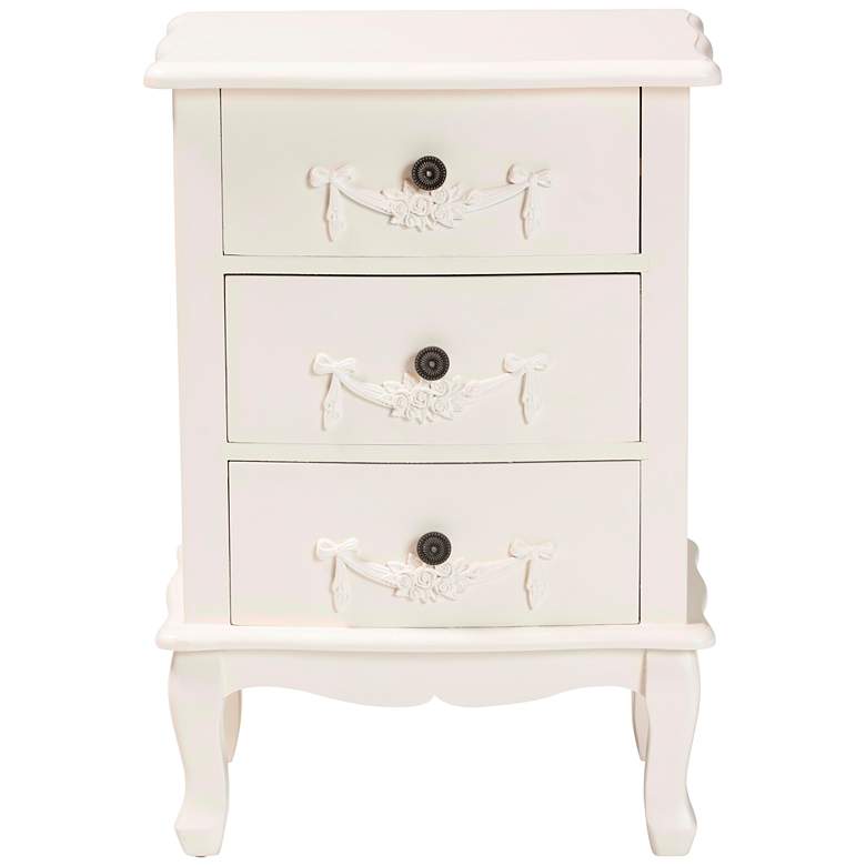 Image 6 Baxton Studio Callen 19" Wide White Wood 3-Drawer Nightstands Set of 2 more views