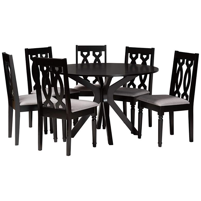 Image 2 Baxton Studio Callie Dark Brown 7-Piece Dining Set