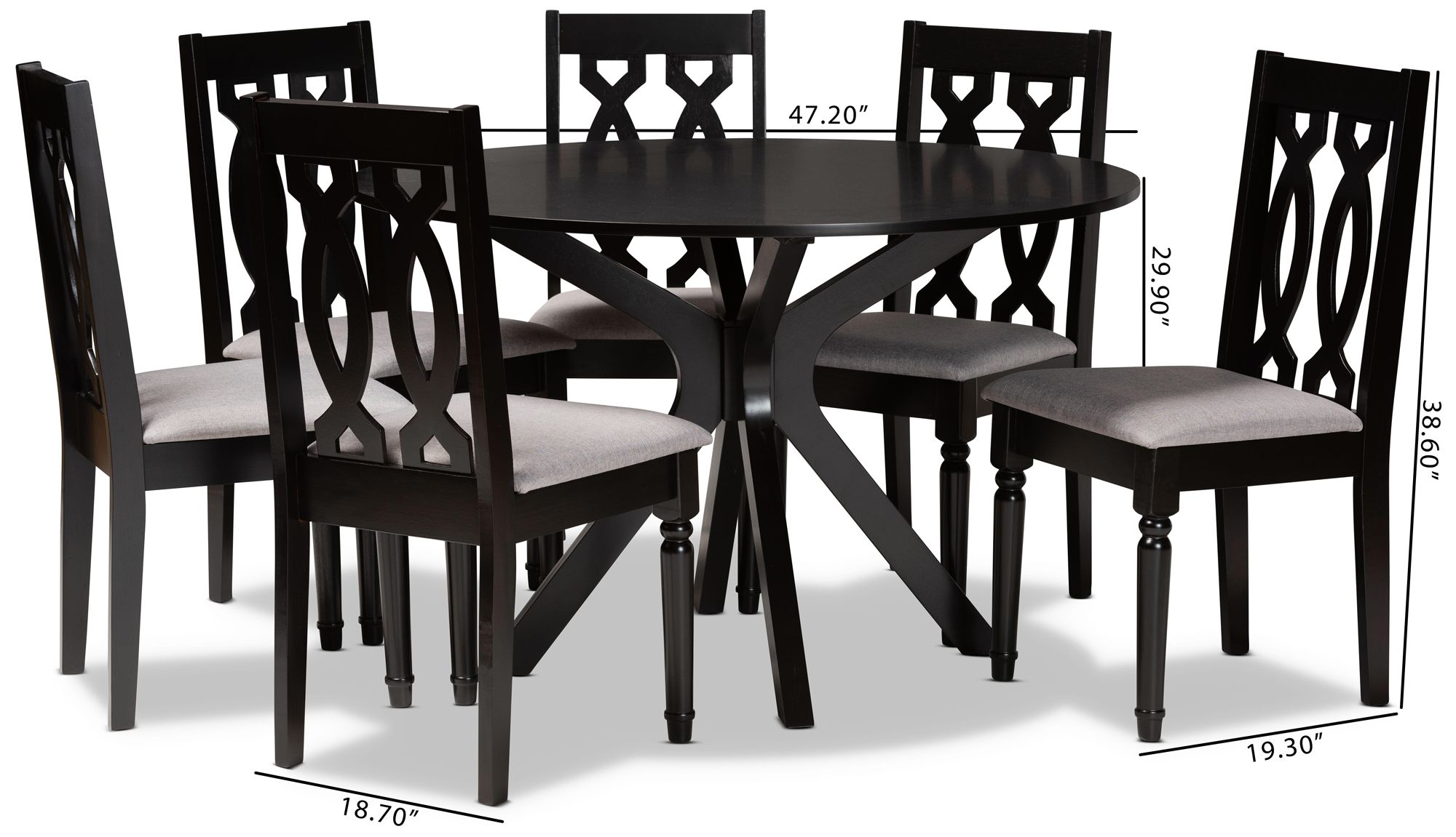 Baxton Studio Callie Dark Brown 7-Piece Dining Set in scene