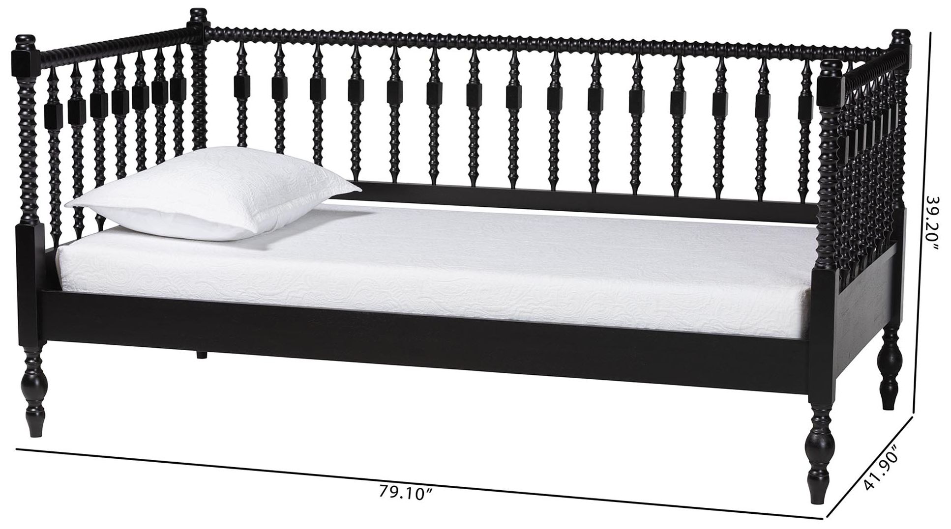 Baxton Studio Callison Spindle Daybed - Turned Sofa Bed, Black, Twin