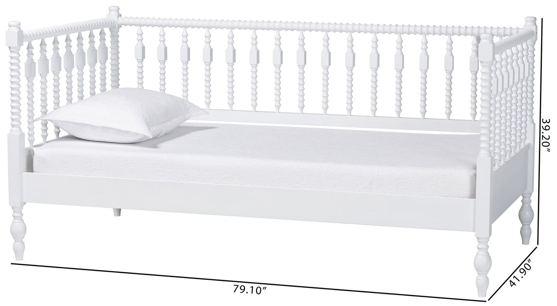 Baxton Studio Callison Spindle Daybed - Turned Sofa Bed, White, Twin