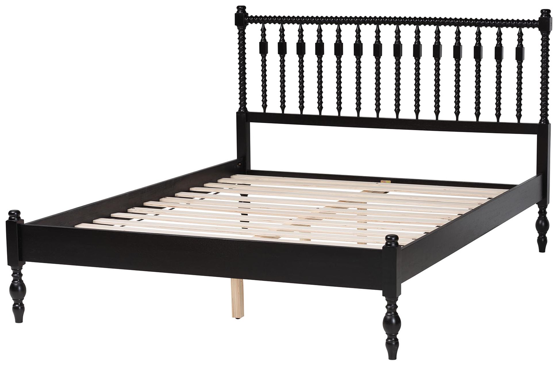 Image 4 Baxton Studio Callison Spindle Queen Platform Bed - Turned Bed Frame, Black more views