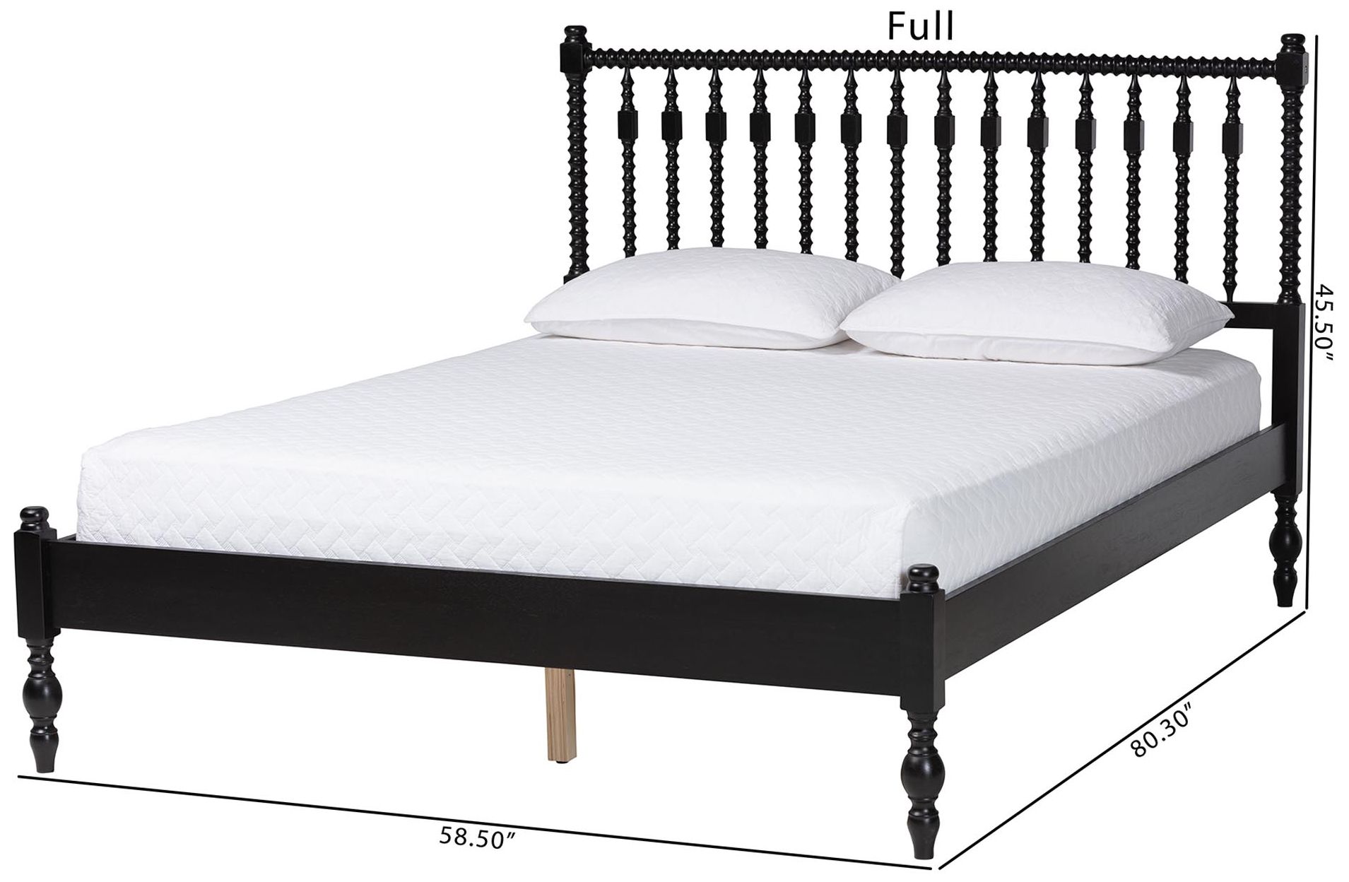 Baxton Studio Callison Spindle Queen Platform Bed - Turned Bed Frame, Black