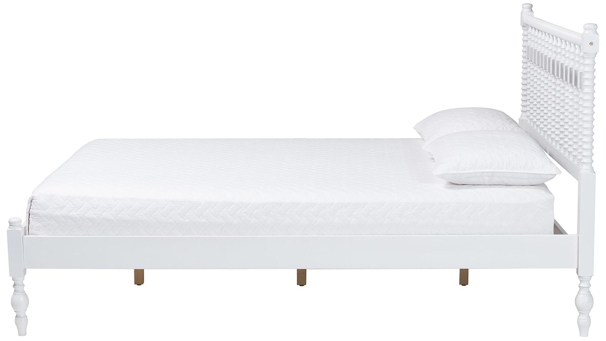 Image 3 Baxton Studio Callison Spindle Queen Platform Bed - Turned Bed Frame, White more views