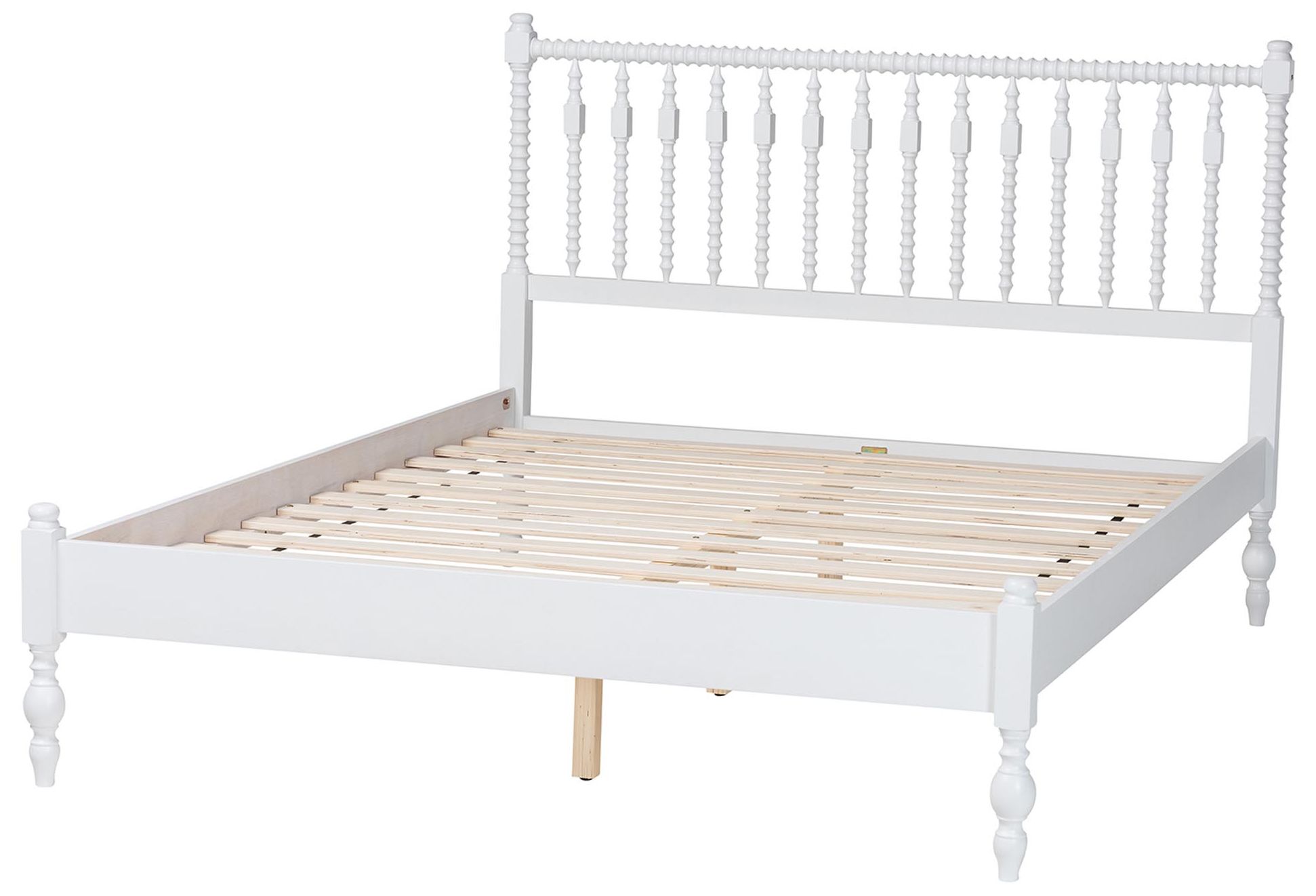 Image 4 Baxton Studio Callison Spindle Queen Platform Bed - Turned Bed Frame, White more views