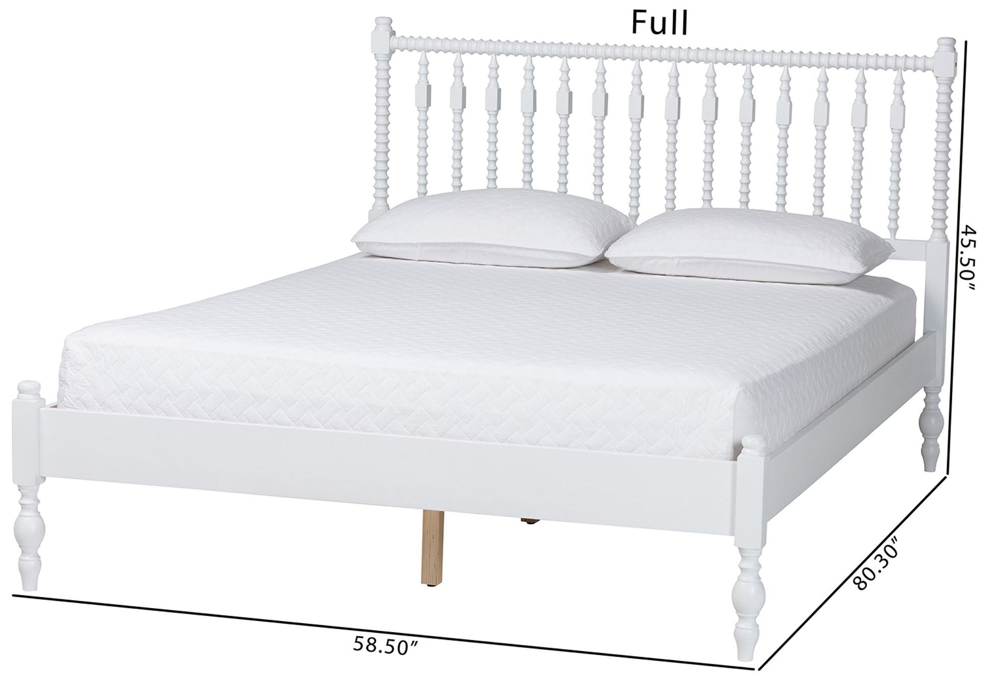 Baxton Studio Callison Spindle Queen Platform Bed - Turned Bed Frame, White