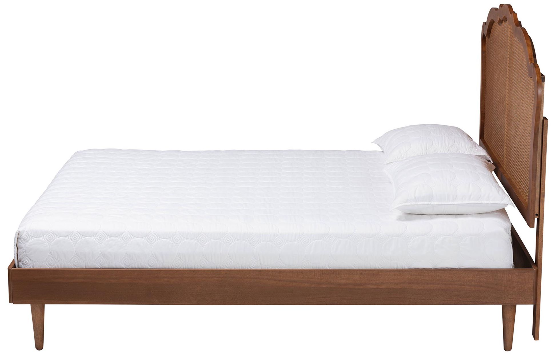 Image 3 Baxton Studio Camden Mid-Century Wood and Rattan Queen Size Platform Bed more views
