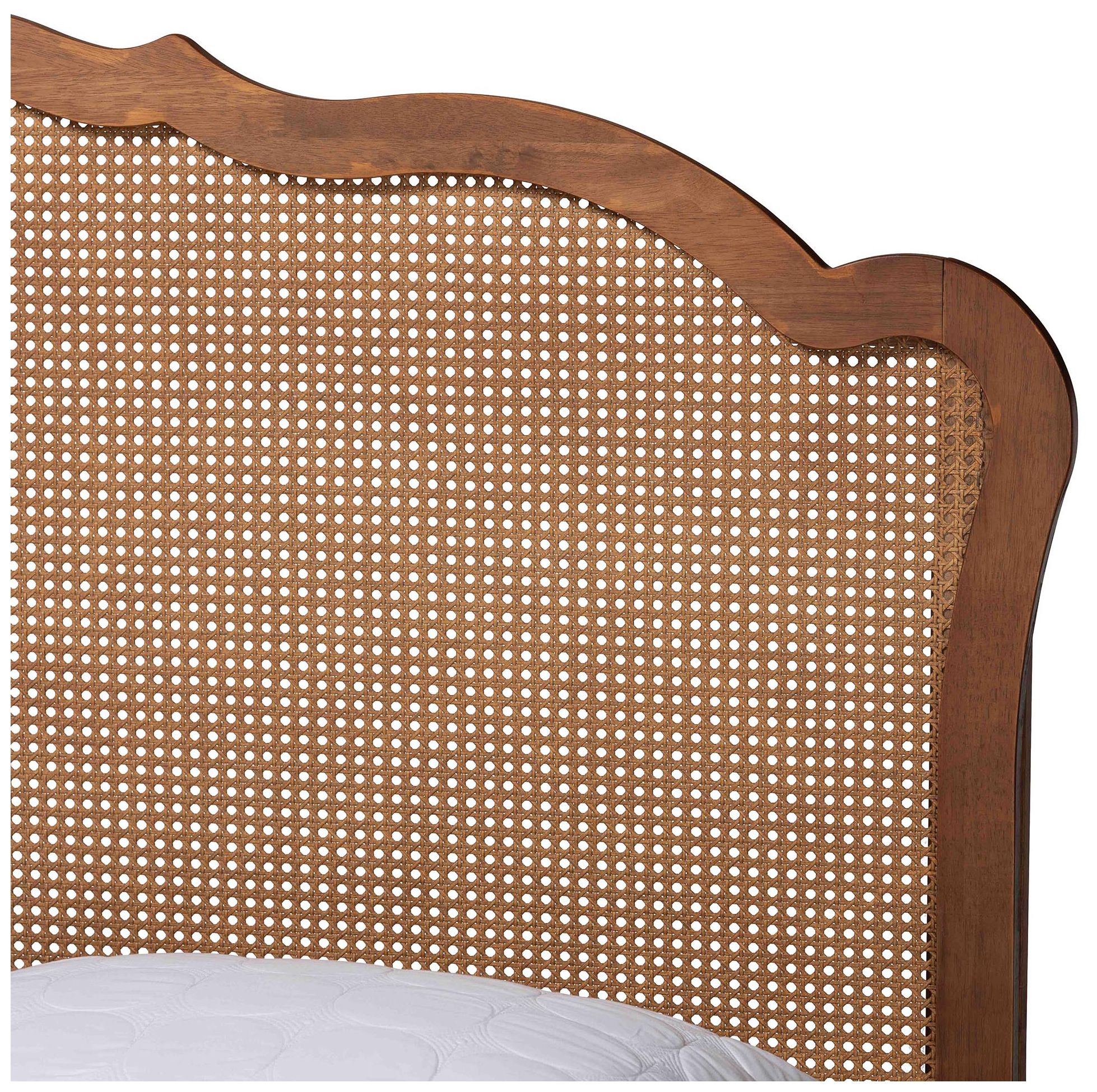 Image 5 Baxton Studio Camden Mid-Century Wood and Rattan Queen Size Platform Bed more views