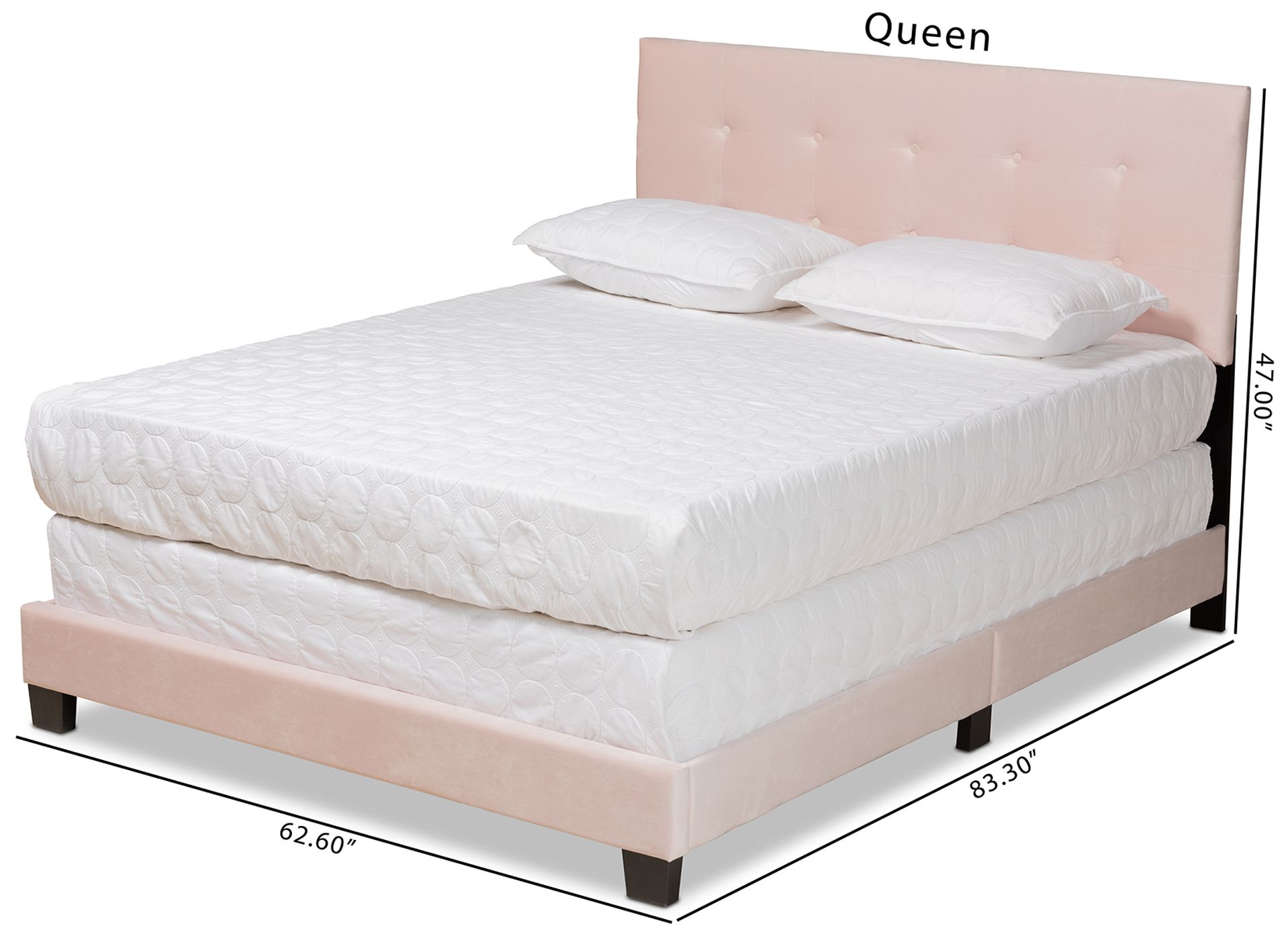 Baxton Studio Caprice Lt Pink Queen Size Panel Bed in scene