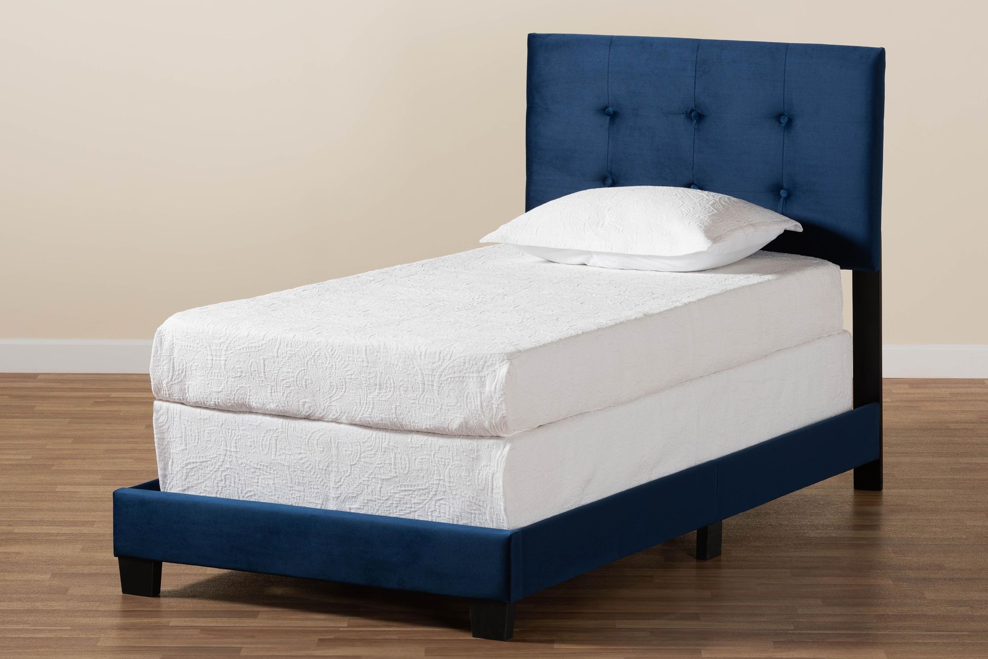 Image 7 Baxton Studio Caprice Navy Blue Twin Size Panel Bed more views