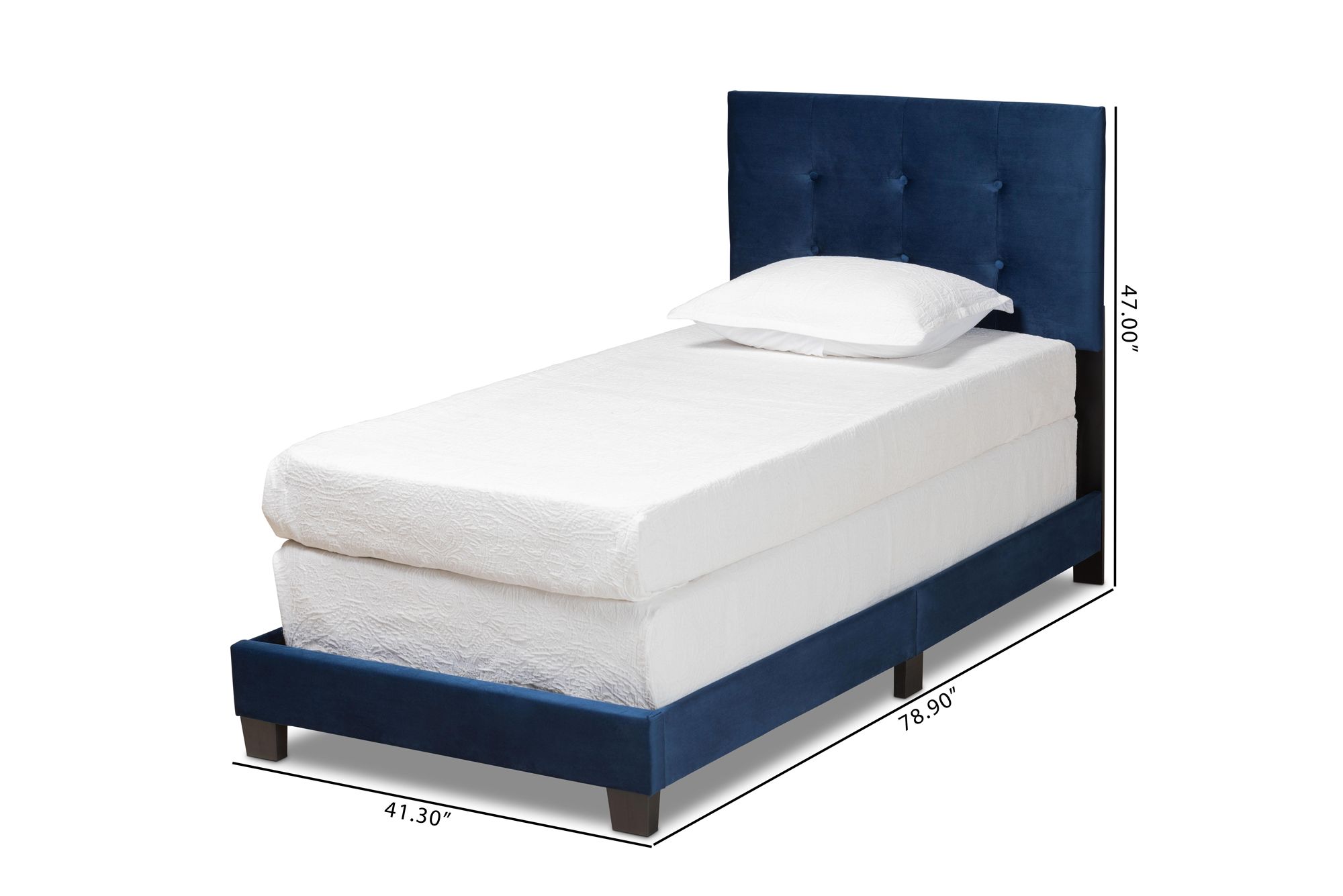 Baxton Studio Caprice Navy Blue Twin Size Panel Bed in scene