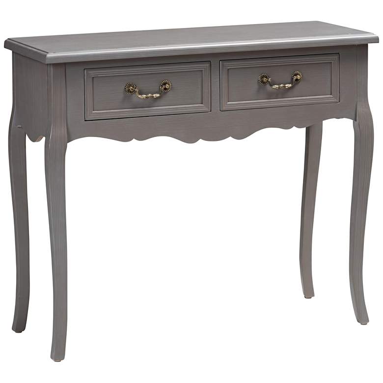 Image 2 Baxton Studio Capucine 35 1/2" Wide Gray Wood 2-Drawer Console Table