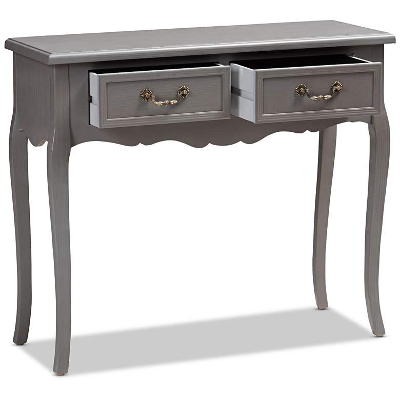 Image 3 Baxton Studio Capucine 35 1/2" Wide Gray Wood 2-Drawer Console Table more views