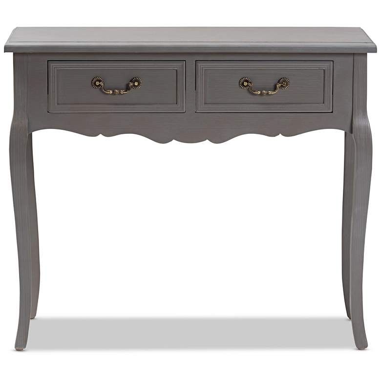 Baxton Studio Capucine 35 1/2&quot; Wide Gray Wood 2-Drawer Console Table more views