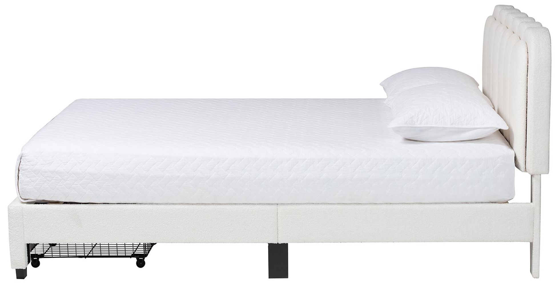 Image 3 Baxton Studio Caradonna Cream Teddy-Bear Fabric Bed with Drawers - Queen more views