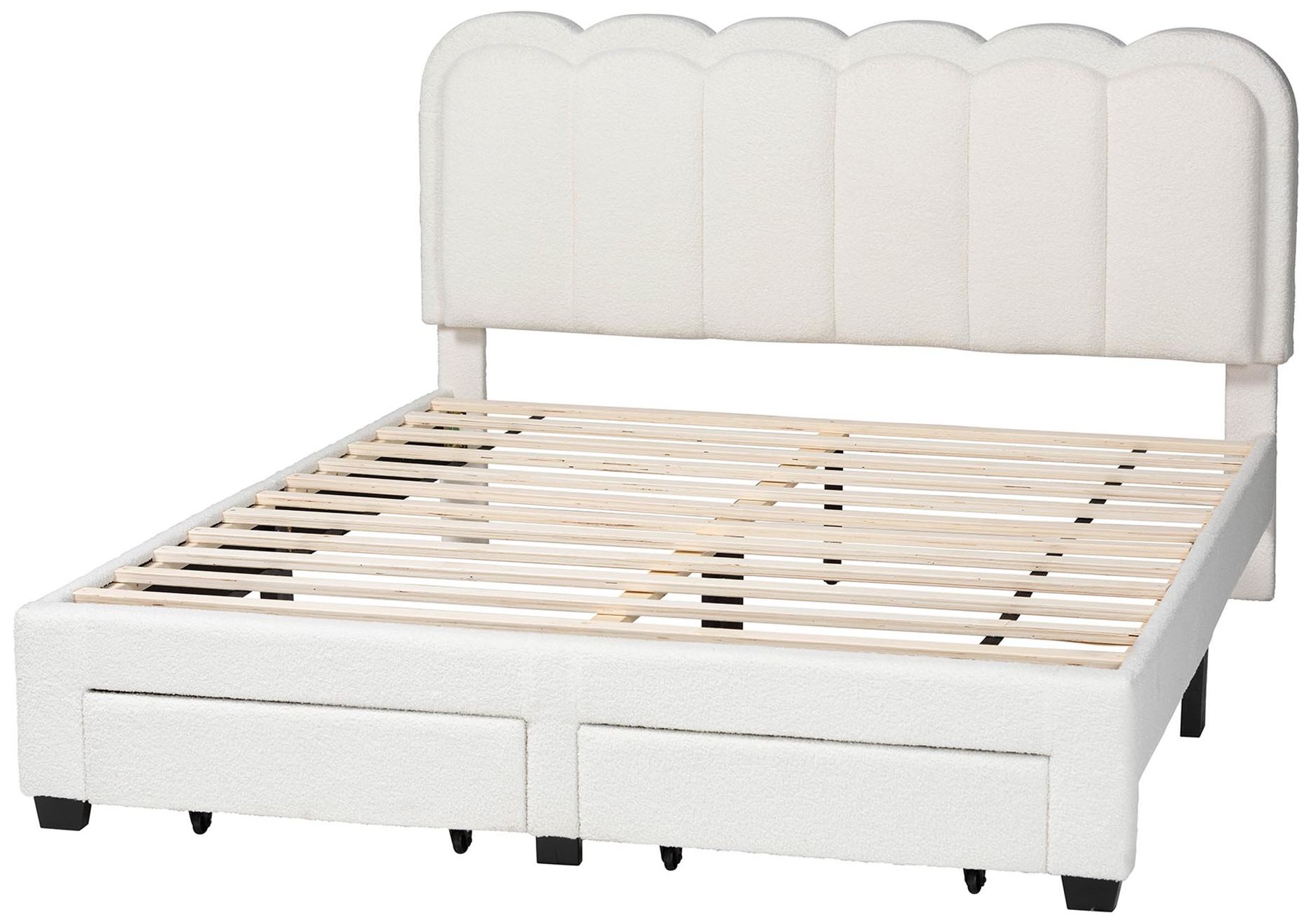 Image 4 Baxton Studio Caradonna Cream Teddy-Bear Fabric Bed with Drawers - Queen more views