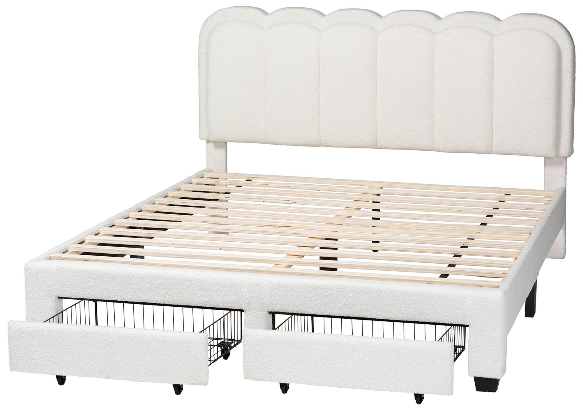 Image 5 Baxton Studio Caradonna Cream Teddy-Bear Fabric Bed with Drawers - Queen more views