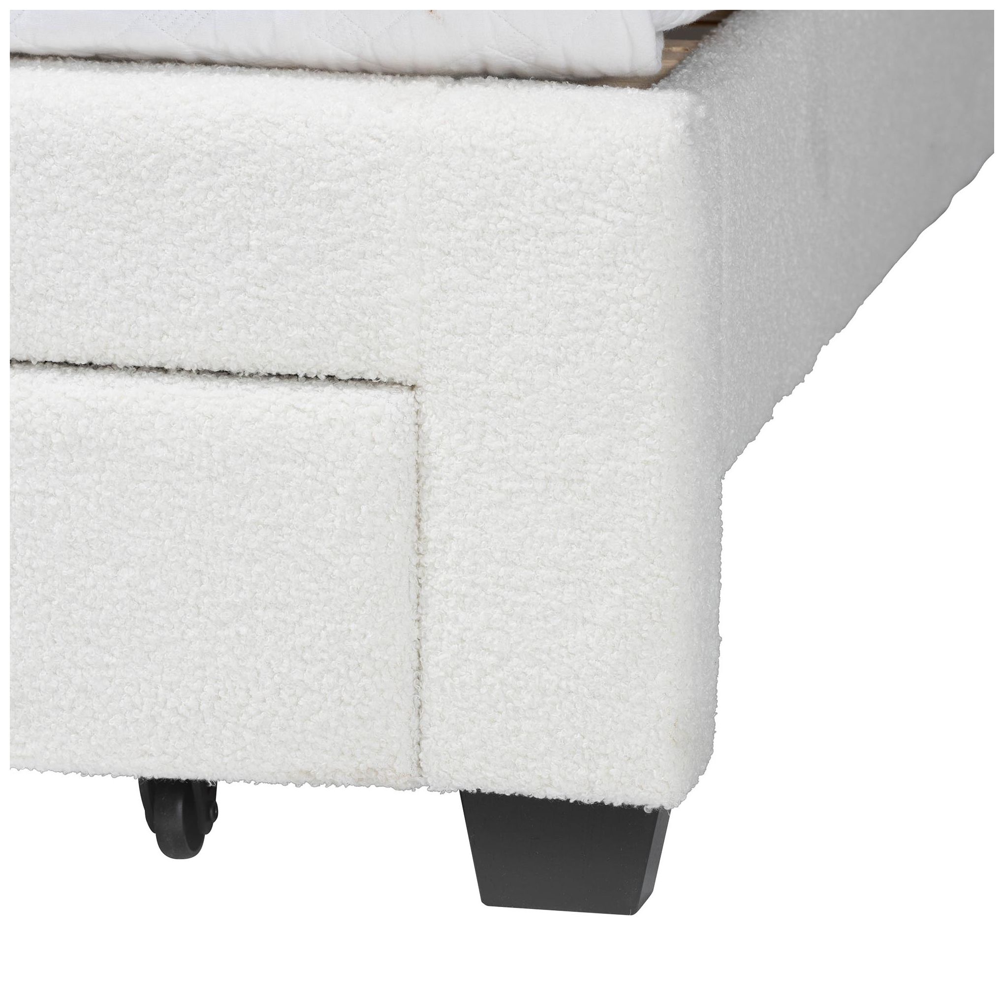 Image 7 Baxton Studio Caradonna Cream Teddy-Bear Fabric Bed with Drawers - Queen more views