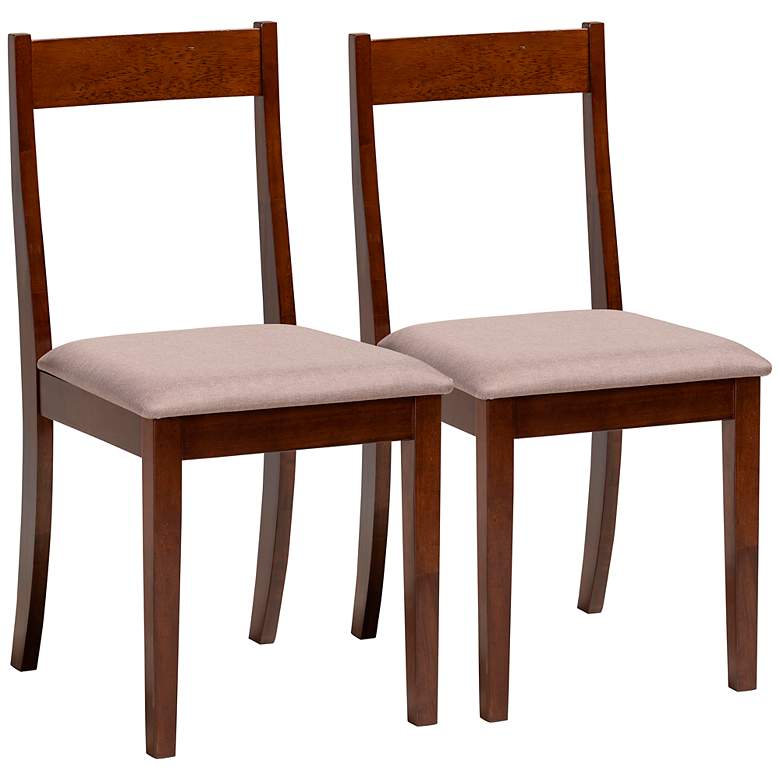 Image 2 Baxton Studio Carola Warm Gray Fabric Dining Chairs Set of 2
