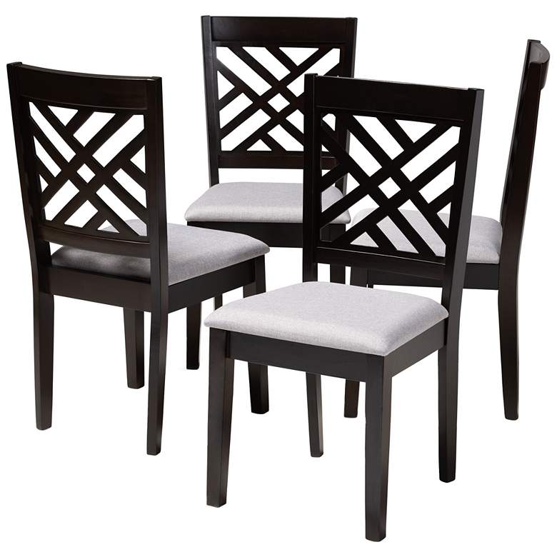 Image 1 Baxton Studio Caron Gray Fabric Upholstered Wood Dining Chair