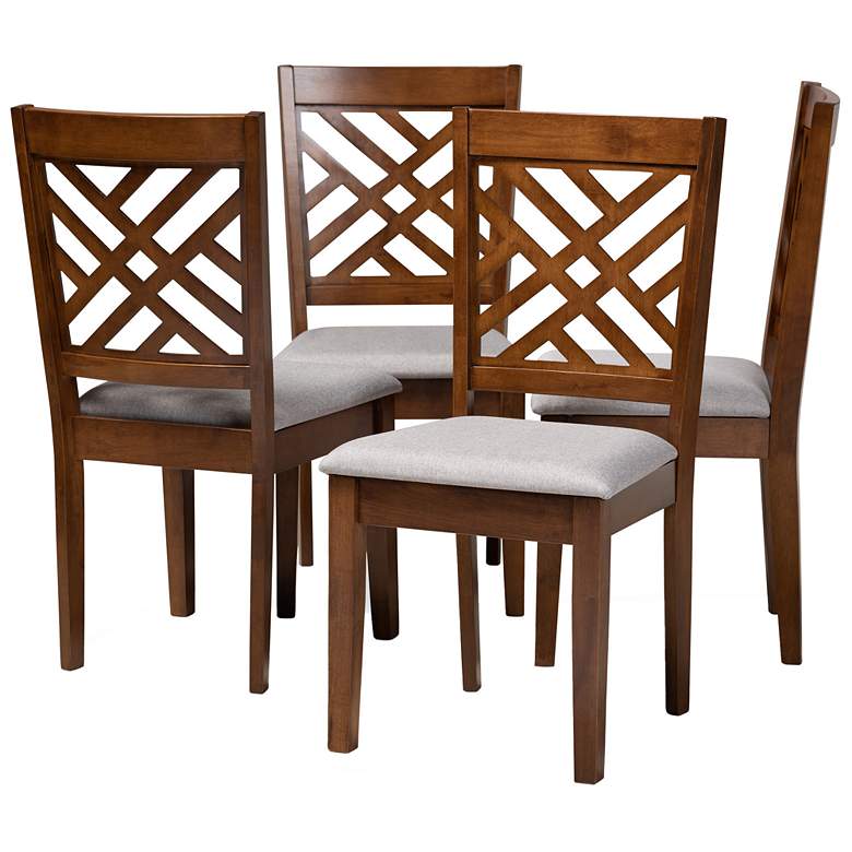 Image 1 Baxton Studio Caron Grey Fabric Upholstered 4-Piece Wood Dining Chair Set