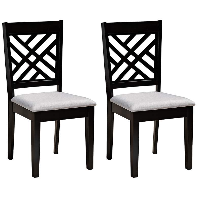 Image 2 Baxton Studio Caron Grey Fabric Upholstered Wood 2-Piece Dining Chair Set