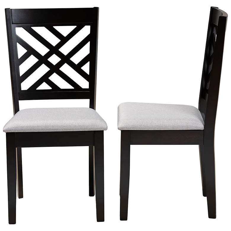 Image 3 Baxton Studio Caron Grey Fabric Upholstered Wood 2-Piece Dining Chair Set more views