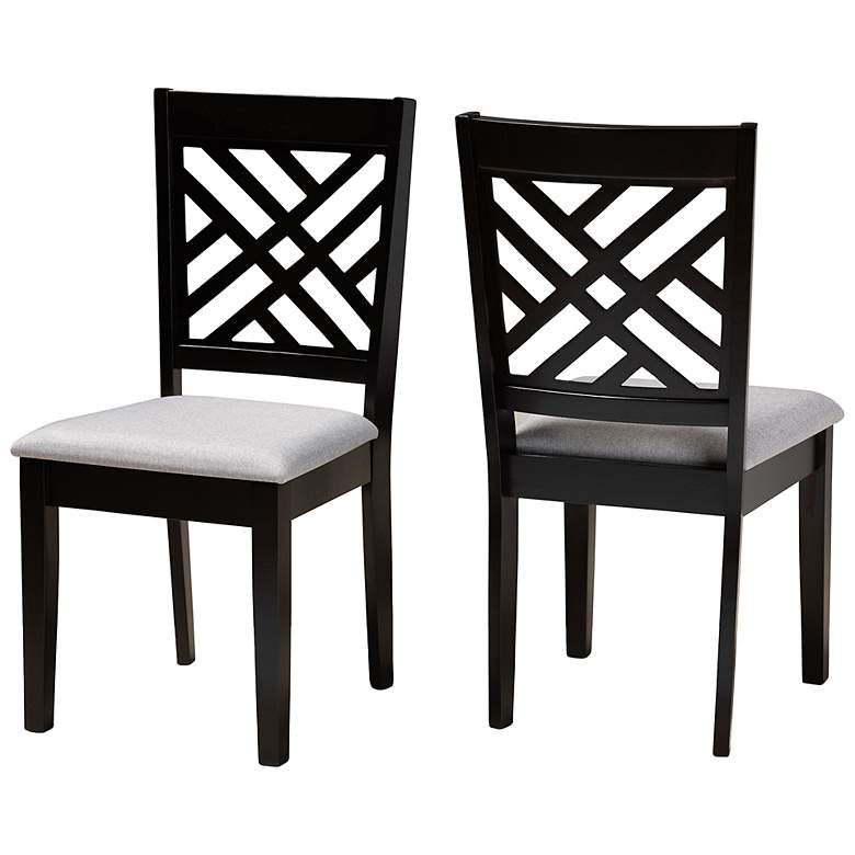 Image 7 Baxton Studio Caron Grey Fabric Upholstered Wood 2-Piece Dining Chair Set more views
