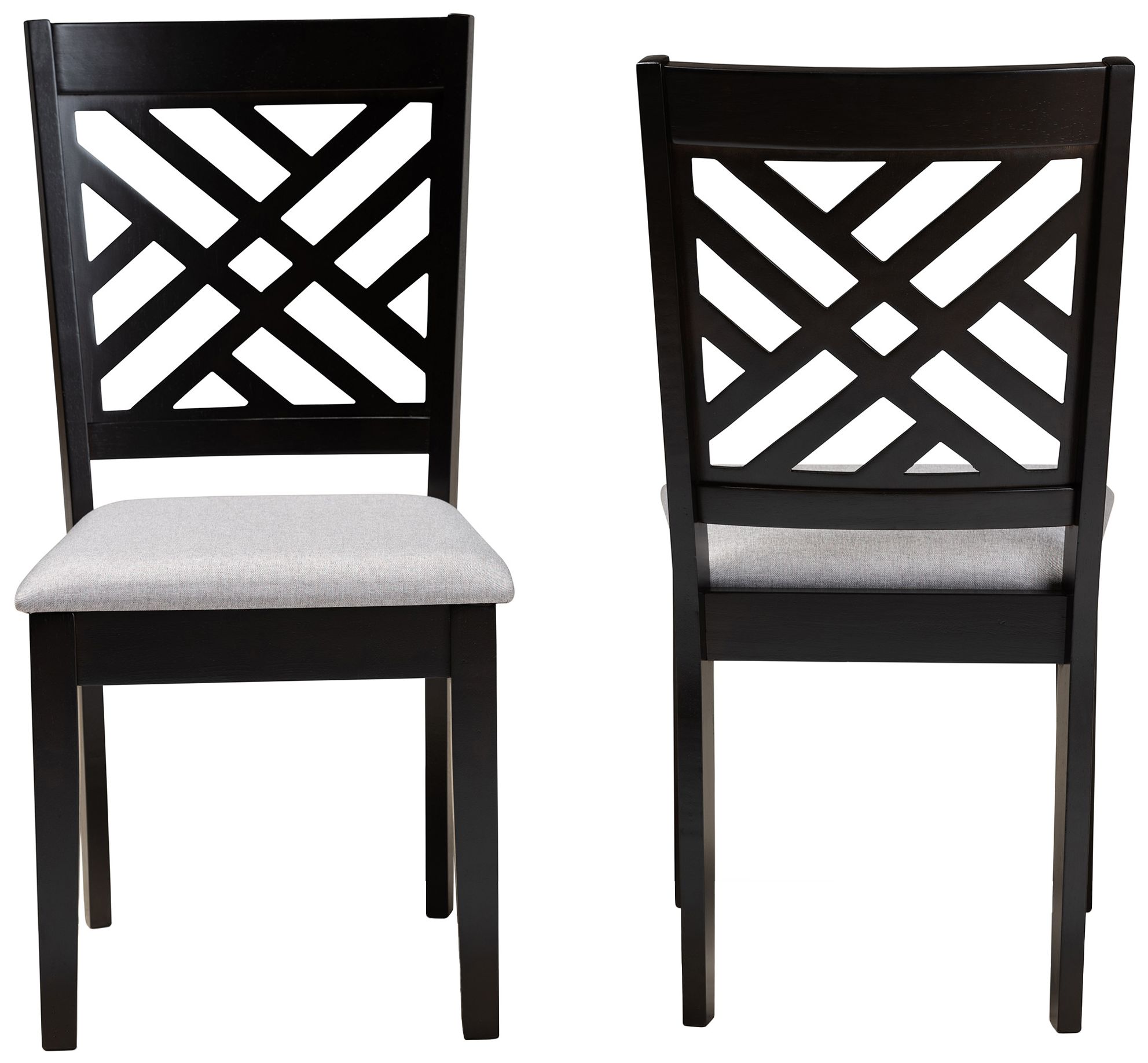 Baxton Studio Caron Grey Fabric Upholstered Wood 2-Piece Dining Chair Set