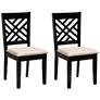 2_Baxton Studio Caron Sand Fabric Upholstered Wood 2-Piece Dining Chair Set