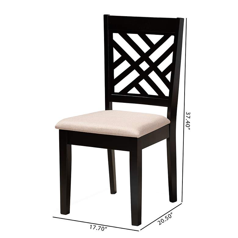 Image 3 Baxton Studio Caron Sand Fabric Upholstered Wood 2-Piece Dining Chair Set more views