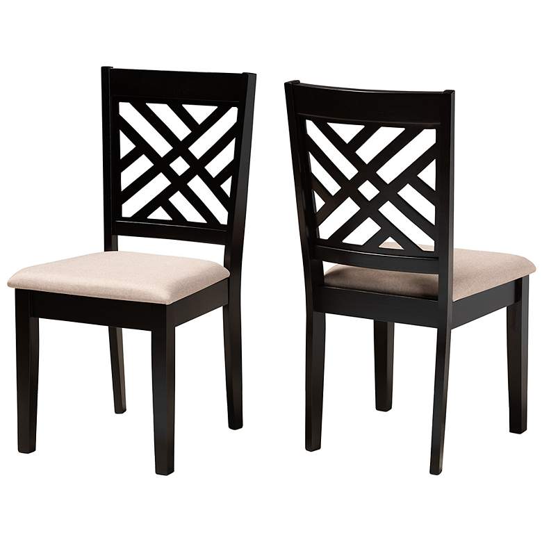 Image 4 Baxton Studio Caron Sand Fabric Upholstered Wood 2-Piece Dining Chair Set more views