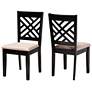 4_Baxton Studio Caron Sand Fabric Upholstered Wood 2-Piece Dining Chair Set more views