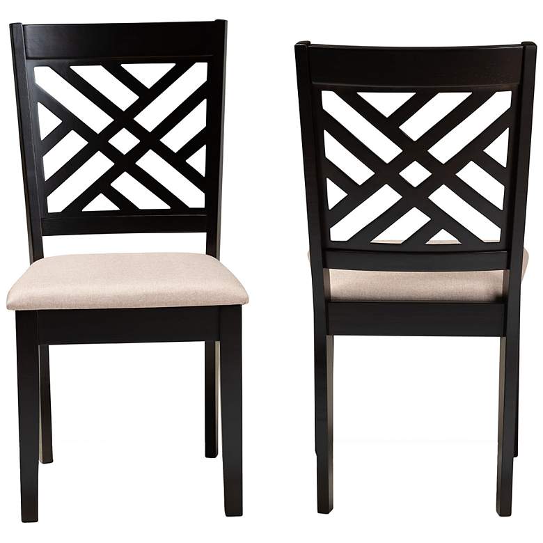 Image 5 Baxton Studio Caron Sand Fabric Upholstered Wood 2-Piece Dining Chair Set more views