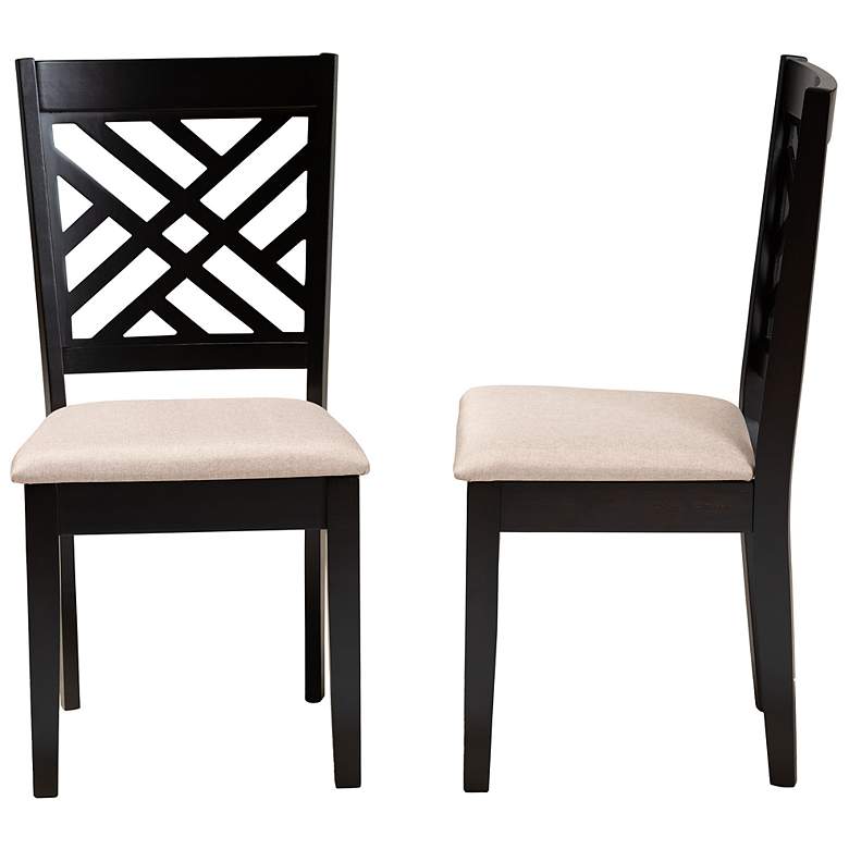 Image 7 Baxton Studio Caron Sand Fabric Upholstered Wood 2-Piece Dining Chair Set more views