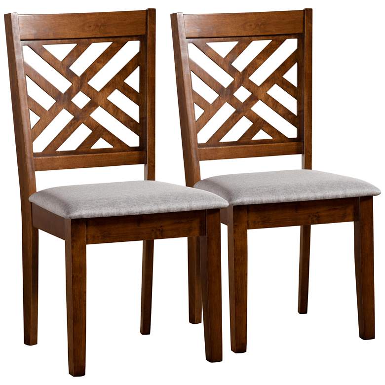 Image 2 Baxton Studio Caron Walnut Brown Wood Dining Chairs Set of 2