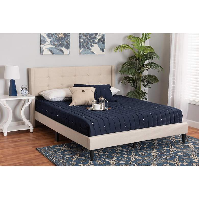 Image 1 Baxton Studio Casol Beige Tufted Fabric Full Platform Bed