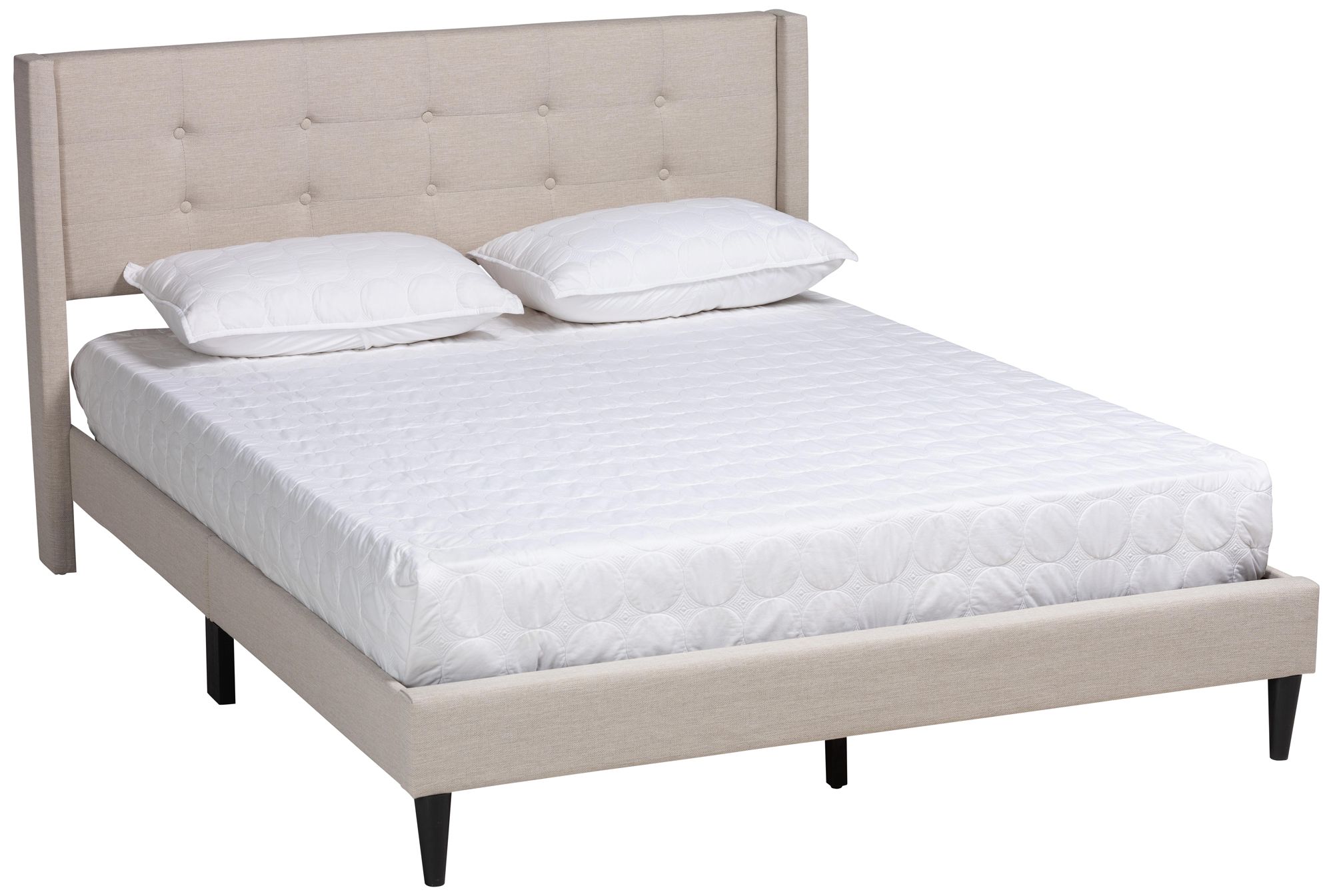 Baxton Studio Casol Beige Tufted Fabric Queen Platform Bed