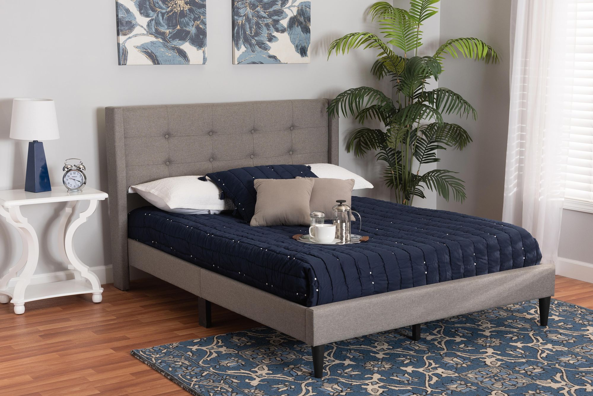 Baxton Studio Casol Gray Tufted Fabric Platform Bed - #613C8 | Lamps Plus