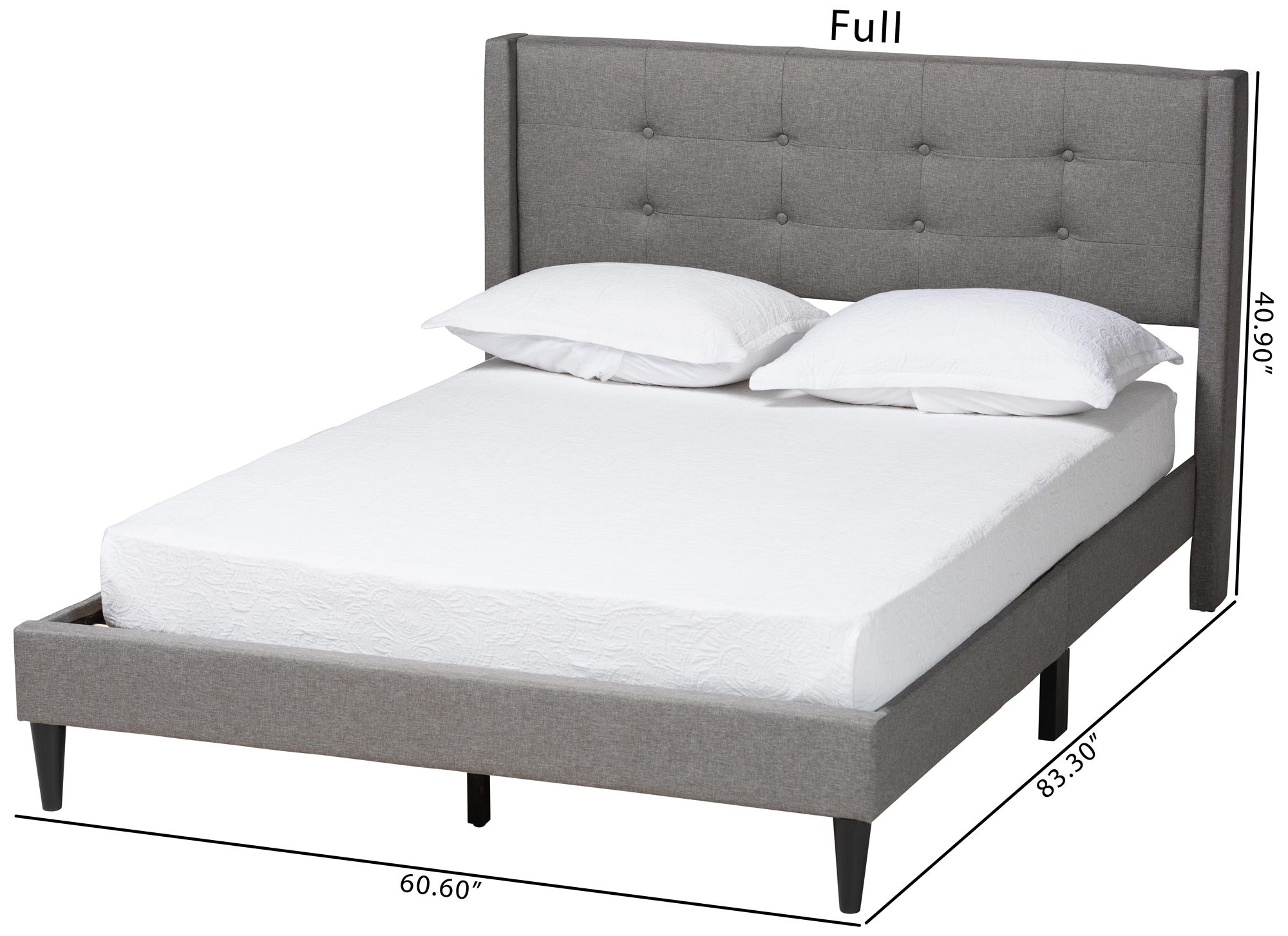 Baxton Studio Casol Gray Tufted Fabric Full Platform Bed