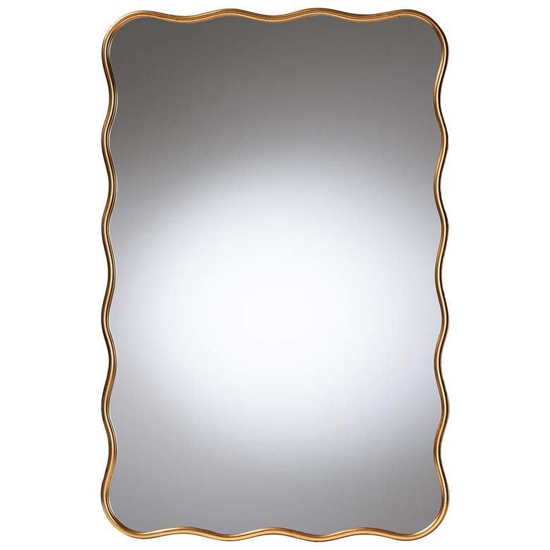 Image 1 Baxton Studio Cassara Gold Scalloped Rectangular Wall Mirror